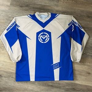 Moose Racing Motocross Dirt Bike Jersey Men's XL Blue White Long Sleeve Shirt